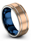Wedding Band Sets 18K Rose Gold Tungsten Promise Band for Husband Guy 8mm 18K - Charming Jewelers