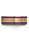 Male 8mm Wedding Band 18K Rose Gold 18K Rose Gold and Purple Tungsten Rings - Charming Jewelers