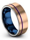 Woman 18K Rose Gold Plain Promise Rings 8mm Tungsten 18K Rose Gold Rings - Charming Jewelers