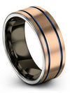 Female 18K Rose Gold Plain Wedding Ring Tungsten Rings for Guy Engravable Guys - Charming Jewelers