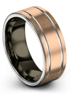 Wedding Rings for Couples Set 18K Rose Gold Tungsten Carbide 8mm 18K Rose Gold - Charming Jewelers
