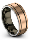 8mm Anniversary Band Men&#39;s 18K Rose Gold Tungsten Band 18K Rose Gold Wife - Charming Jewelers