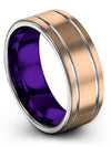Men&#39;s Wedding Ring Matte 8mm 18K Rose Gold Tungsten Ring Engagement Bands - Charming Jewelers