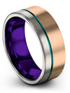 Weddings Bands for Wife Tungsten 18K Rose Gold Teal Love Ring 18K Rose Gold 8mm - Charming Jewelers