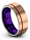 Male Wedding Bands 18K Rose Gold Engraved Tungsten Band for Men 8mm Brushed 18K - Charming Jewelers