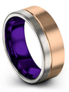 Male Matte 18K Rose Gold Anniversary Ring Tungsten Carbide