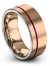 Minimalist Wedding Ring Lady Tungsten Ring Him and Girlfriend Set 18K Rose Gold - Charming Jewelers
