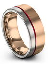 8mm 5th Anniversary Ring 18K Rose Gold Tungsten Engagement Bands for Lady - Charming Jewelers