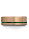 Matte 18K Rose Gold and Green Womans Wedding Ring Brushed Tungsten Rings Man - Charming Jewelers