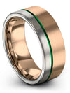 Wedding Ring Set for Men&#39;s 18K Rose Gold Green Tungsten Band 8mm Lady 18K Rose - Charming Jewelers