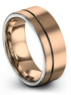 Wedding Bands for Husband 18K Rose Gold Tungsten Carbide Ring 18K Rose Gold - Charming Jewelers