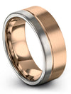 8mm Ladies Wedding Rings 18K Rose Gold Tungsten Polished Band for Lady Promise - Charming Jewelers