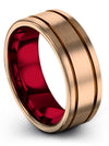 18K Rose Gold Anniversary Band Sets for Couples Brushed Tungsten Band for Men - Charming Jewelers