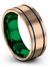 Female 18K Rose Gold Blue Wedding Rings Tungsten Carbide Band Brushed 18K Rose - Charming Jewelers