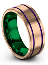 Anniversary Ring Sets for Guys Mens Tungsten Wedding Rings 18K Rose Gold Purple - Charming Jewelers