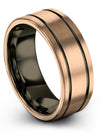8mm Wedding Band Guy Tungsten 18K Rose Gold Small Ring 18K