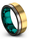 Couples Wedding Bands Tungsten Engrave Bands for Guys Simple 18K Yellow Gold - Charming Jewelers