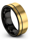 Men&#39;s 8mm 18K Yellow Gold Wedding Rings 8mm Tungsten Carbide Ring for Mens - Charming Jewelers