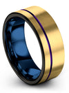 Wedding Set Rings for Guy 18K Yellow Gold Purple Tungsten Band Promise Band - Charming Jewelers