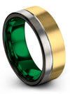 Ladies 18K Yellow Gold and Grey Wedding Rings Men&#39;s 8mm Tungsten Rings - Charming Jewelers