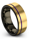Brushed 18K Yellow Gold Wedding Bands for Ladies Tungsten Wedding Ring Sets - Charming Jewelers