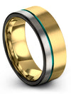 Groove Wedding Bands Mens Guys Tungsten Ring 8mm 18K Yellow Gold Promise Rings - Charming Jewelers