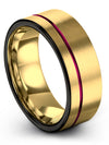 Tungsten Anniversary Ring for His Tungsten Band for Male Midi Band 18K Yellow - Charming Jewelers