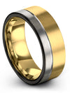 Metal Promise Ring for Man Tungsten Ring for Mens 18K Yellow Gold Grey Solid - Charming Jewelers