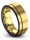 Plain 18K Yellow Gold Wedding Band Tungsten Couple Boyfriend and Girlfriend - Charming Jewelers
