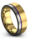 8mm 18K Yellow Gold Wedding Rings for Guys Womans Engagement Bands Tungsten - Charming Jewelers