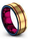 Guys 18K Yellow Gold Wedding Rings Tungsten Carbide Common Tungsten Ring Fiance - Charming Jewelers
