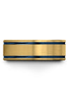 Male Wedding Bands 18K Yellow Gold and Blue Tungsten Bands Rings Cute Promise - Charming Jewelers