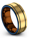 Male Wedding Bands 18K Yellow Gold and Gunmetal Tungsten