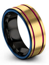 Wedding Band Sets 18K Yellow Gold 8mm Tungsten Carbide Band for Male Brushed - Charming Jewelers