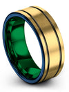 18K Yellow Gold Gunmetal Men Wedding Ring Tungsten Wedding Bands Sets for His - Charming Jewelers