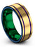 18K Yellow Gold Mens Wedding Ring Tungsten 18K Yellow Gold