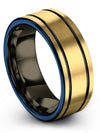 18K Yellow Gold Wedding Couple Band Tungsten 18K Yellow Gold Black Set of Cute - Charming Jewelers