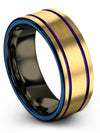 Wedding Anniversary Tungsten Woman&#39;s Wedding Bands 18K Yellow Gold Double Line - Charming Jewelers