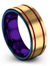 Common Promise Band Tungsten Band Polished 18K Yellow Gold Ring Custom - Charming Jewelers