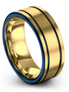 Band Couple Wedding Men Tungsten Wedding Bands Polished 18K Yellow Gold - Charming Jewelers