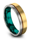Ladies Anniversary Band Set 18K Yellow Gold Tungsten Band for Man Brushed 18K - Charming Jewelers