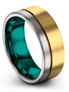 Groove Wedding Bands for Guys Tungsten Wedding Bands Sets 18K Yellow Gold - Charming Jewelers
