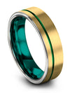 18K Yellow Gold Wedding Band Ring Tungsten Band for Guys