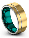 Groove Wedding Rings for Lady Tungsten Carbide Bands Men&#39;s 18K Yellow Gold - Charming Jewelers