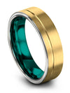 18K Yellow Gold Wedding Band Ring Tungsten Band for Guys