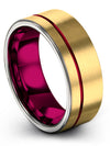 Wedding Set Lady Tungsten Ring for Male Brushed 18K Yellow Gold Wife Hand Guy - Charming Jewelers