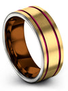 Woman Wedding Bands 18K Yellow Gold Tungsten Bands for Men Matte 18K Yellow - Charming Jewelers