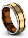 Male Wedding Bands Comfort Fit Men Bands Tungsten Carbide 8mm 7th - Copper 18K - Charming Jewelers