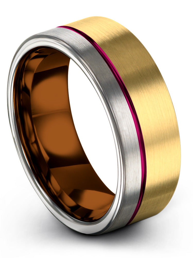 18K Yellow Gold Plated Wedding Rings Womans Tungsten