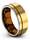 Wedding Rings Sets Male Mens 18K Yellow Gold Tungsten Wedding Ring 8mm 18K - Charming Jewelers